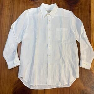 120% Natural Linen Shirt Mens XL button Dress Solid Long Sleeve Pocket D4-17